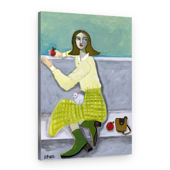 Pensive Girl With Rabbit – Canvas Print