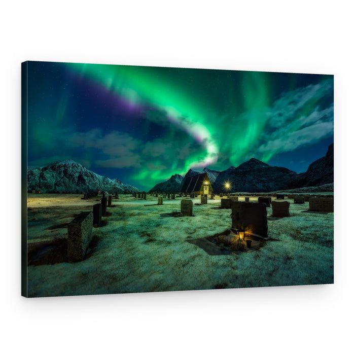Northern Lights Cemetery – Canvas Print