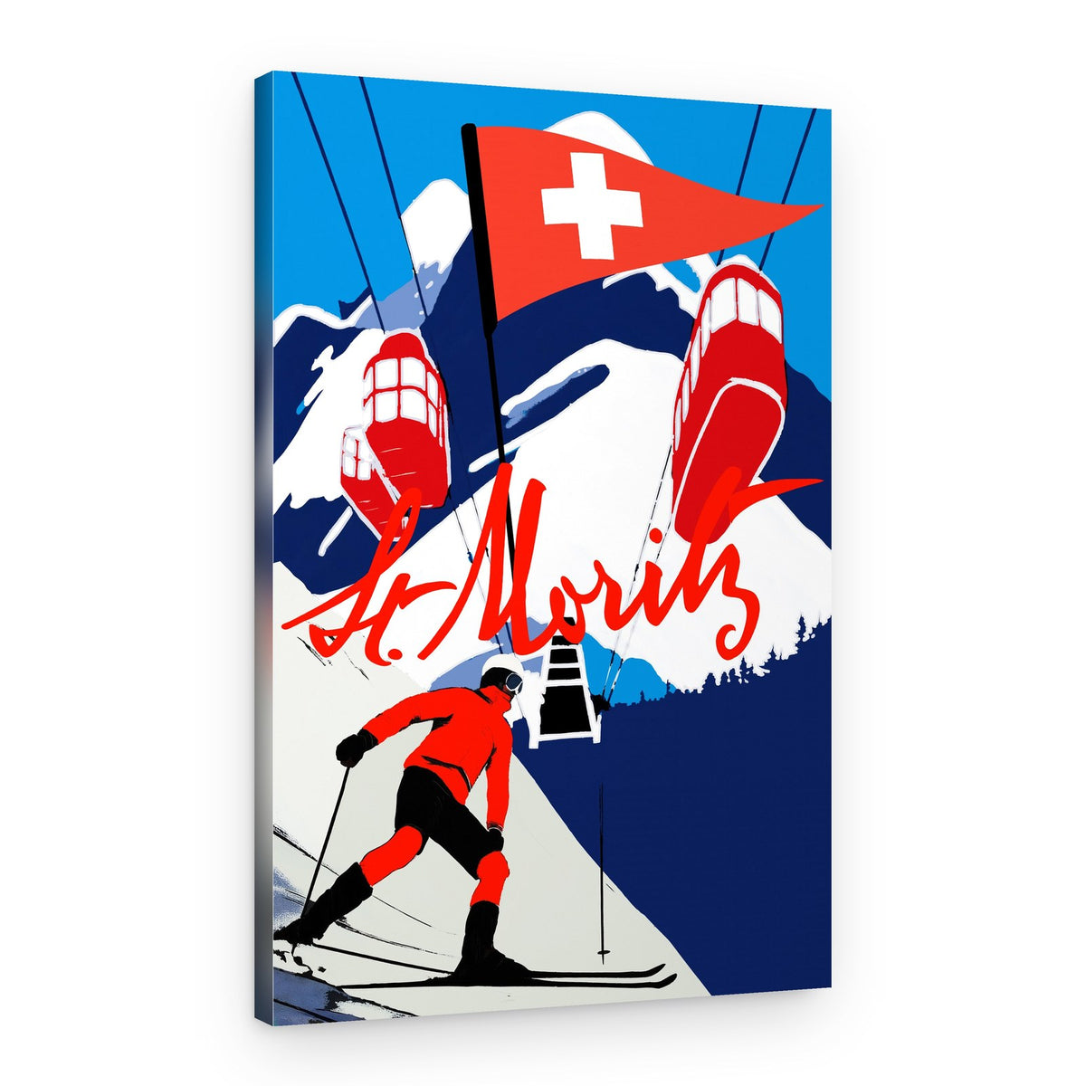St Moritz Skiing Adventure – Canvas Print