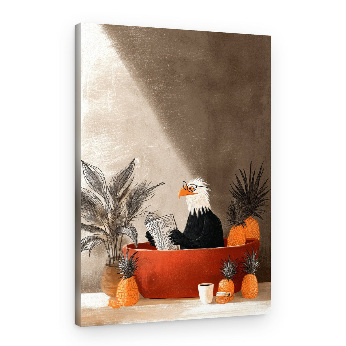 Thoughtful Eagle Reading – Canvas Print