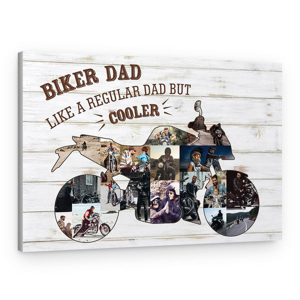 Biker Dad Like A Regular Dad But Cooler Photo Collage Canvas Print