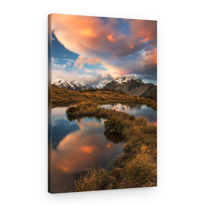 Alpine Lake Sunset Glow – Canvas Print