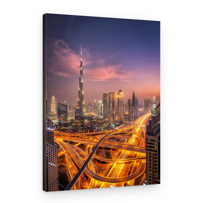 Dubai Night Cityscape – Canvas Print