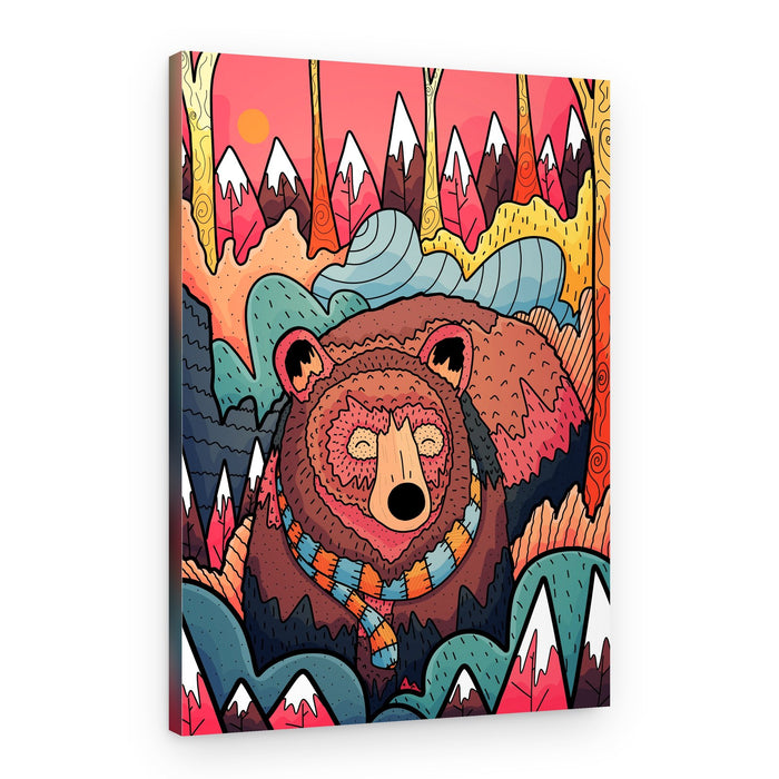 Cozy Bear In Mountains – Canvas Print