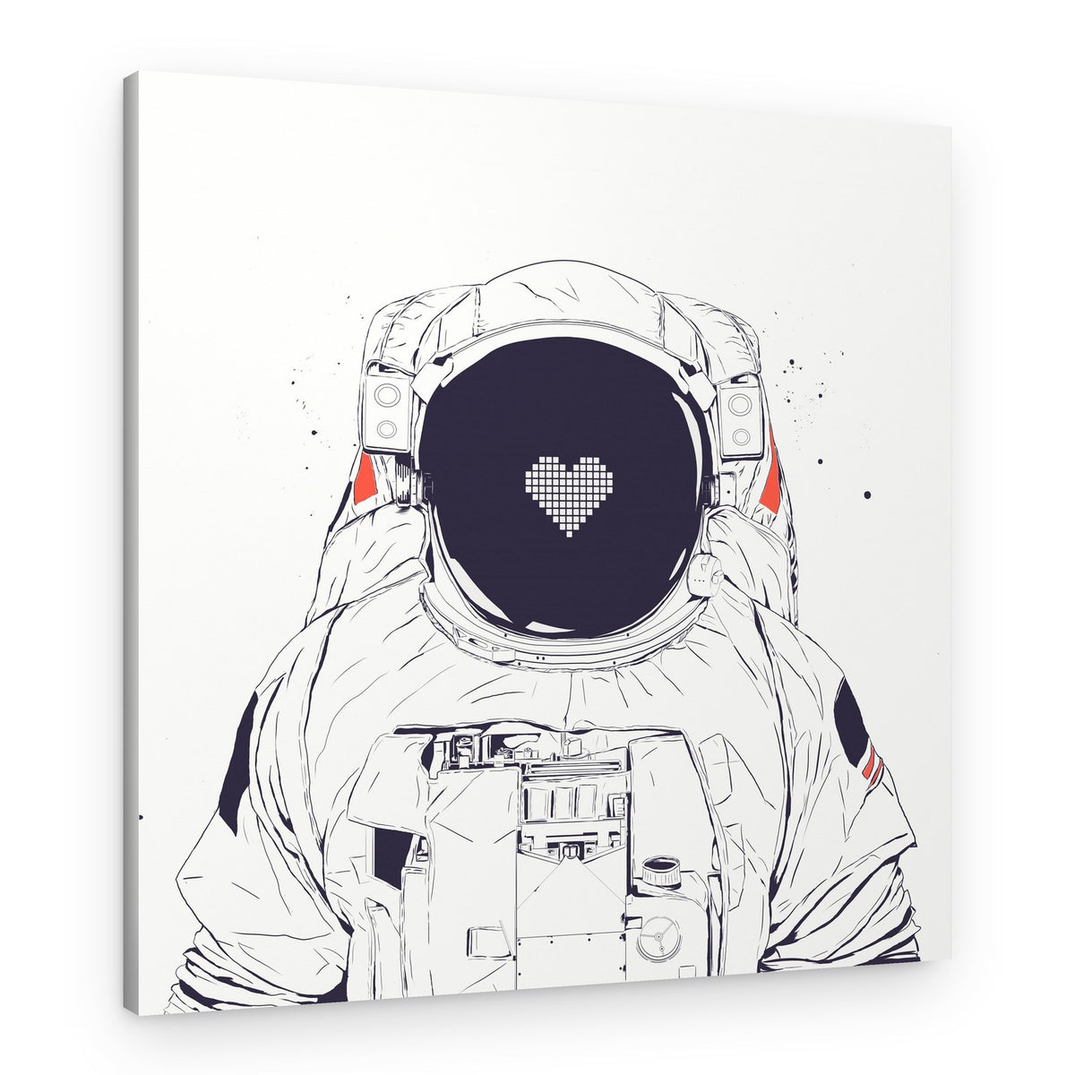 Astronaut Pixel Heart – Canvas Print