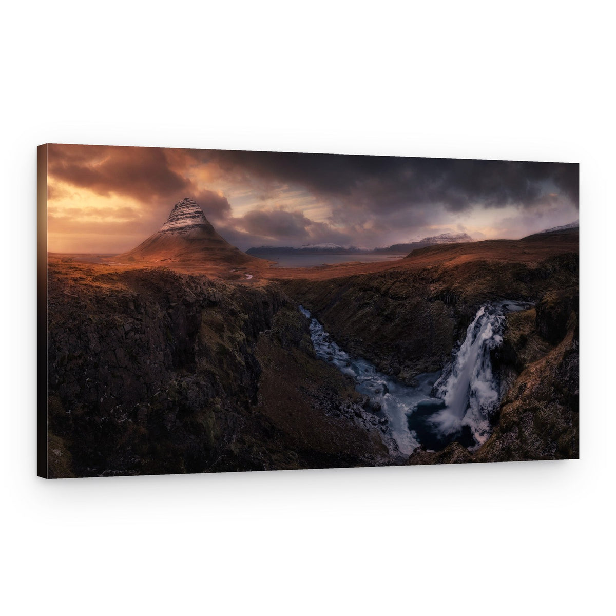 Kirkjufell Waterfall Sunset – Canvas Print