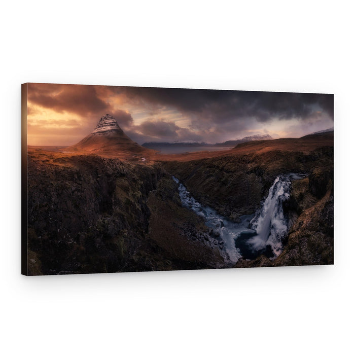 Kirkjufell Waterfall Sunset – Canvas Print
