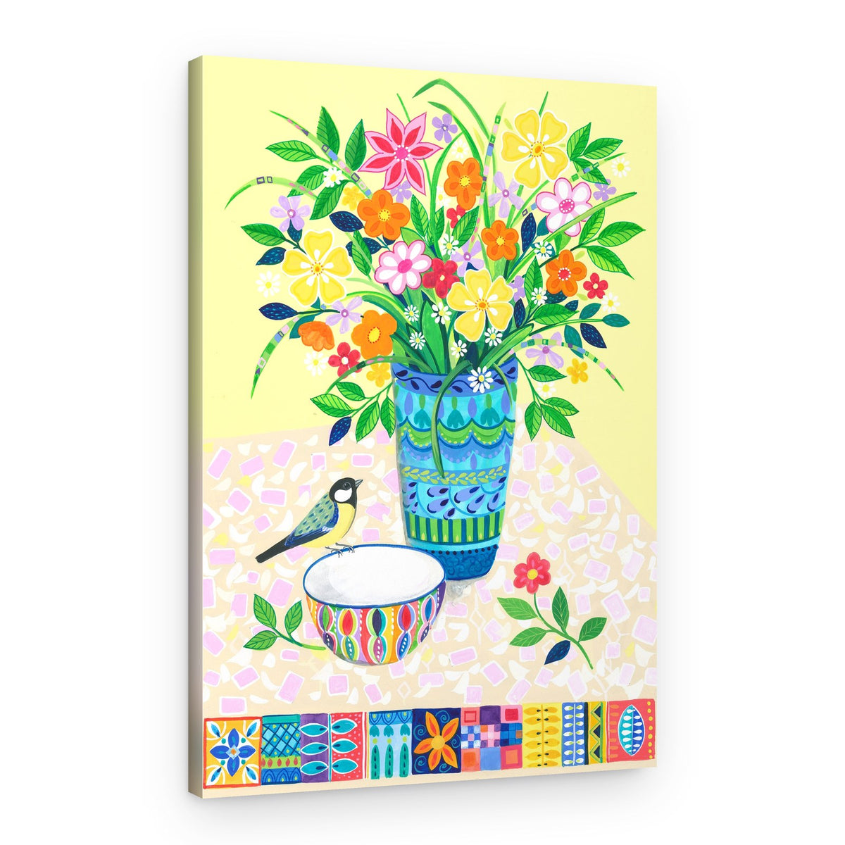 Flower Bouquet and Bird – Canvas Print
