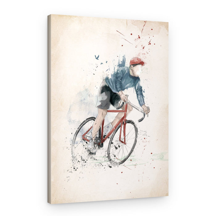 Watercolor Cyclist Ride – Canvas Print