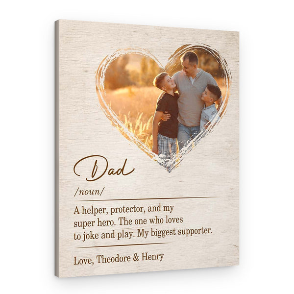 Dad A Helper Protector and My Super Hero Custom Photo Canvas Print