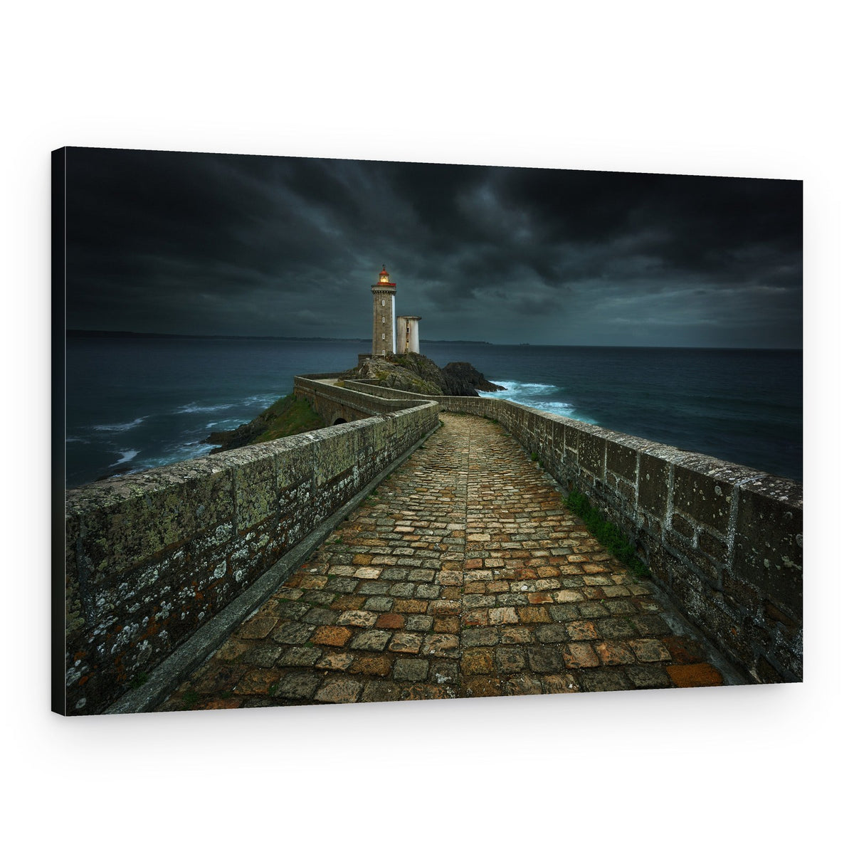 Stormy Coastal Lighthouse Path – Canvas Print