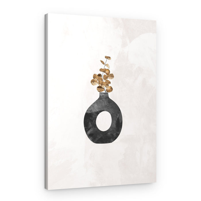 Black Vase Golden Foliage – Canvas Print