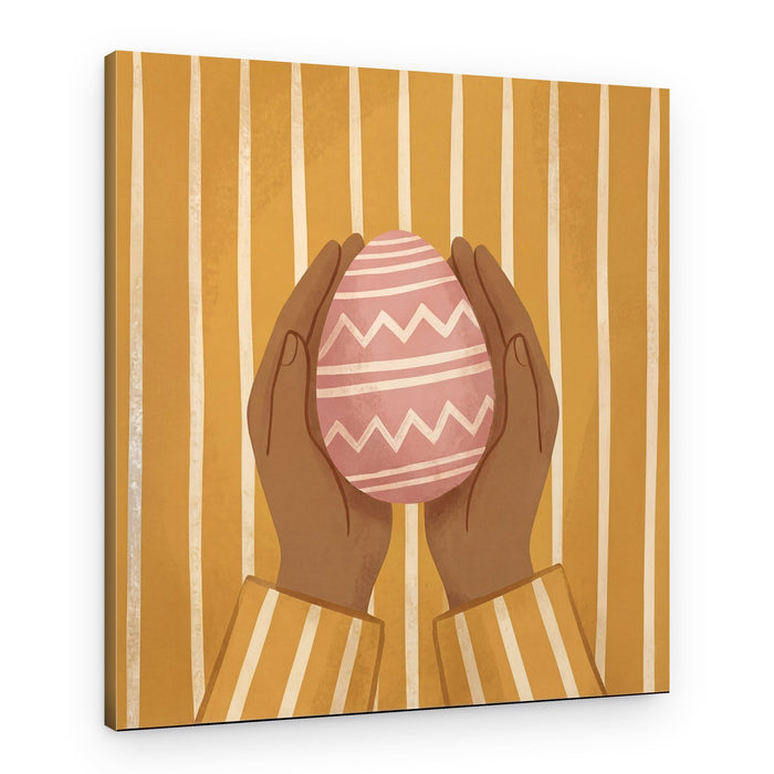 Gentle Hands Hold Easter Egg – Canvas Print