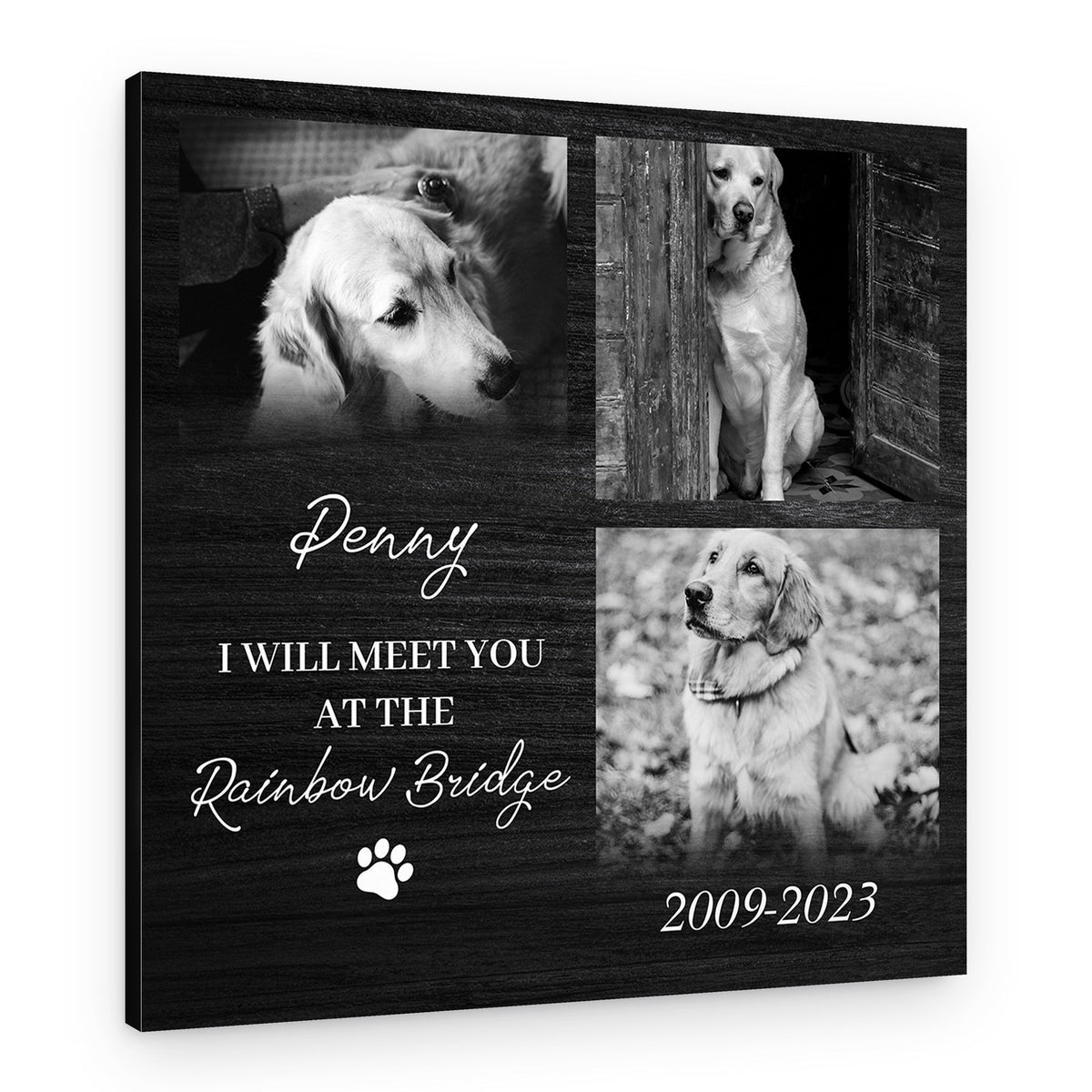 Memorial Pet Canvas Print – Custom Black and White Photo and Text – Canvas Print