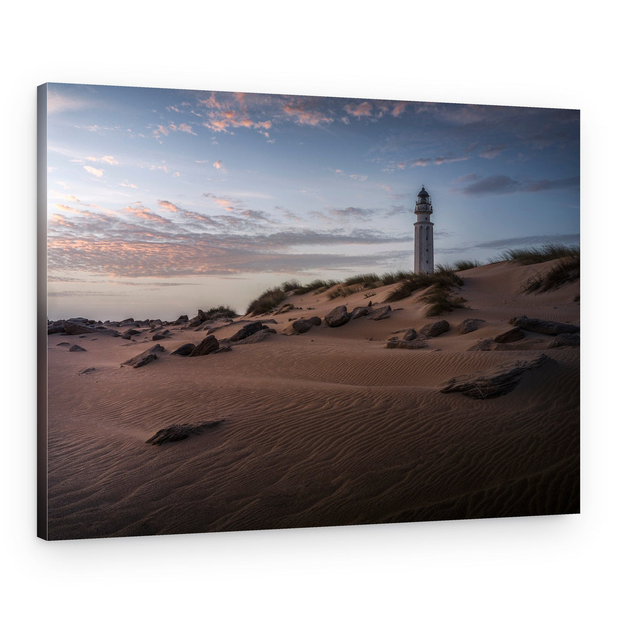 Twilight Lighthouse Beach – Canvas Print