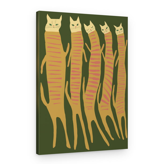 Whimsical Long Cats – Canvas Print