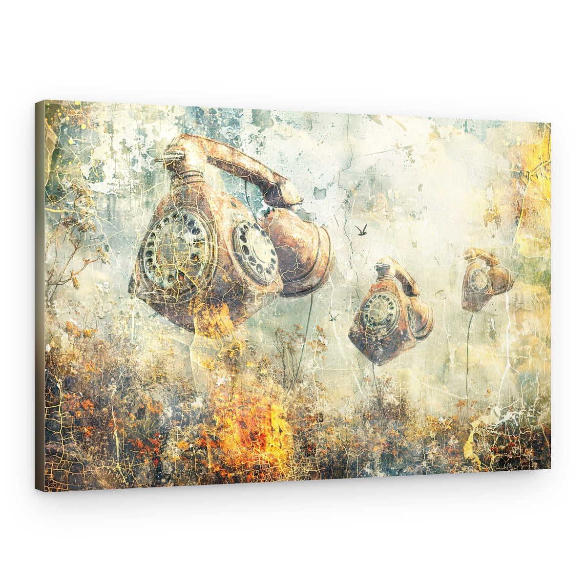 Surreal Floating Telephones – Canvas Print