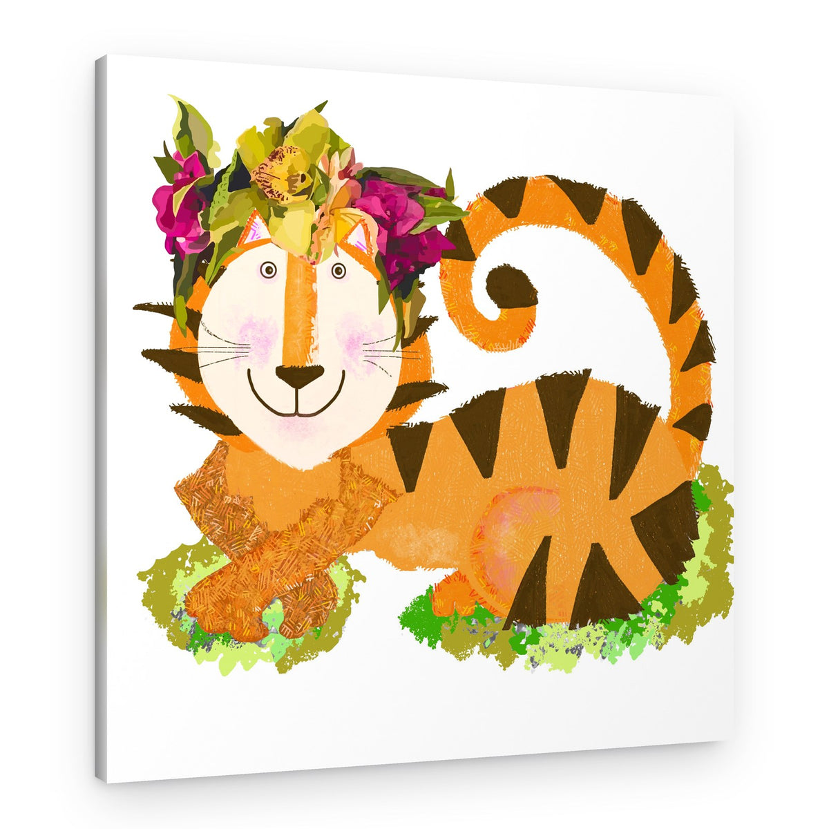 Floral Tiger Smile – Canvas Print