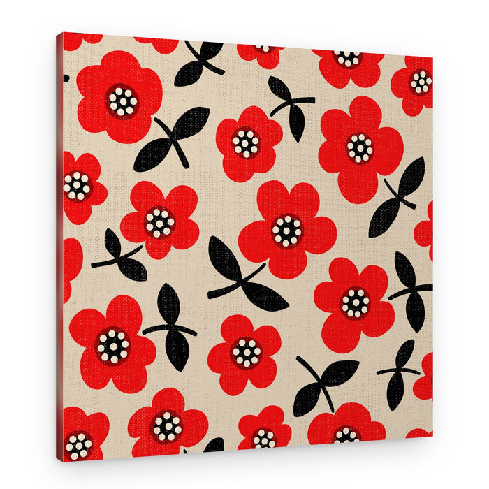 Red Folk Flowers – Canvas Print