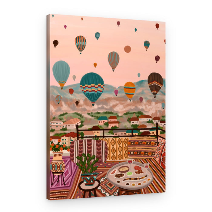 Balloons Over Rooftop Dinner – Canvas Print