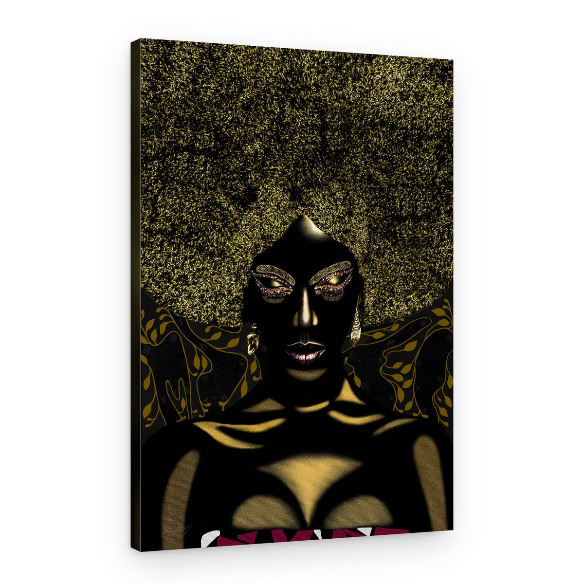 Golden Afro Queen – Canvas Print