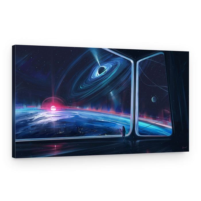 Black Hole Planet View – Canvas Print