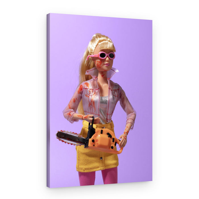 Bloody Chainsaw Doll – Canvas Print