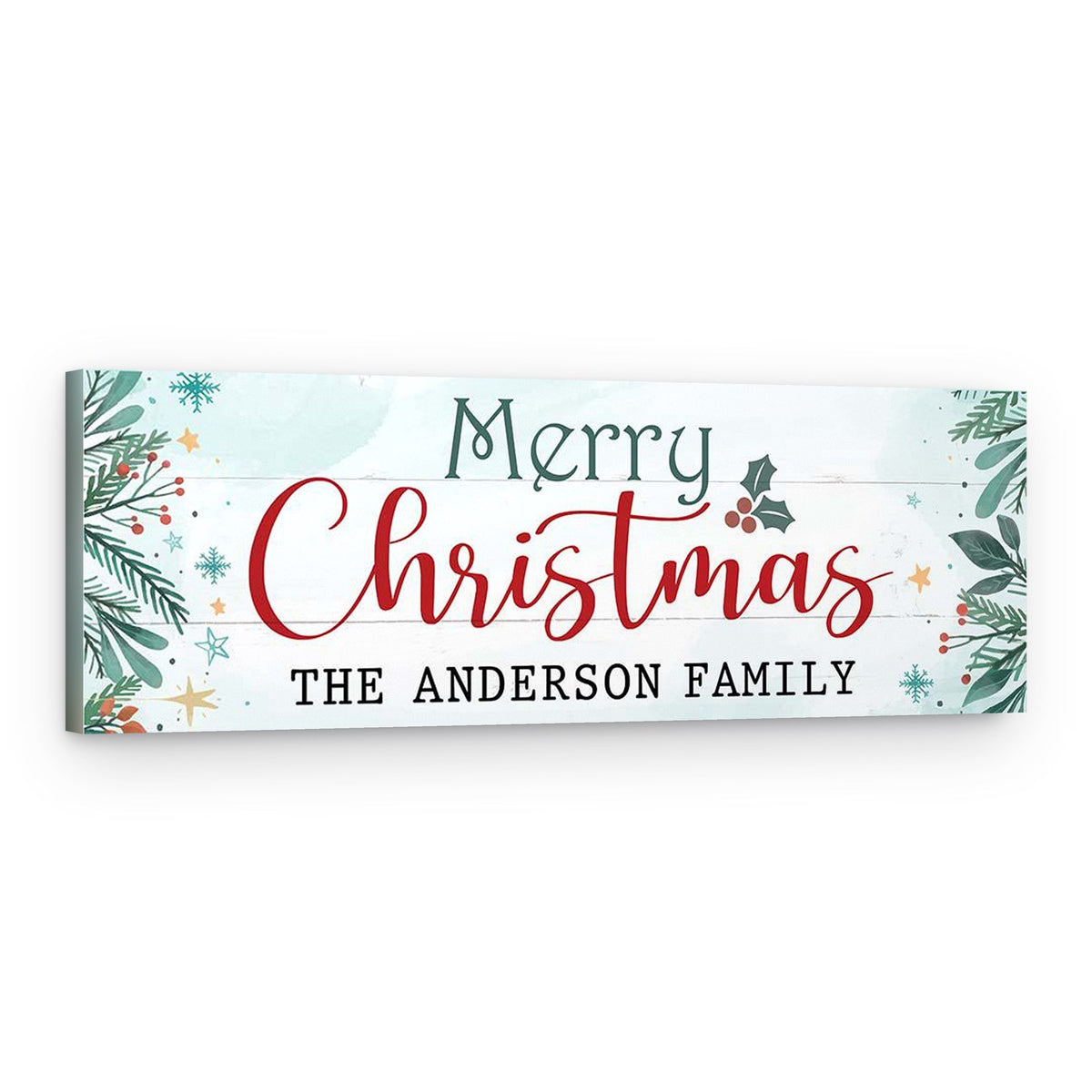 Merry Christmas Canvas Sign With Custom Family Name – Canvas Print