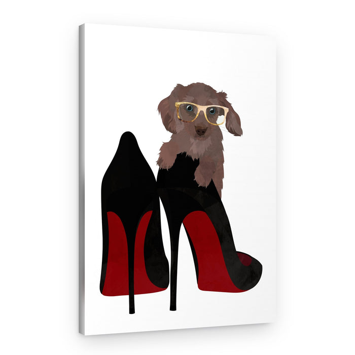 Stylish Puppy in Heels – Canvas Print