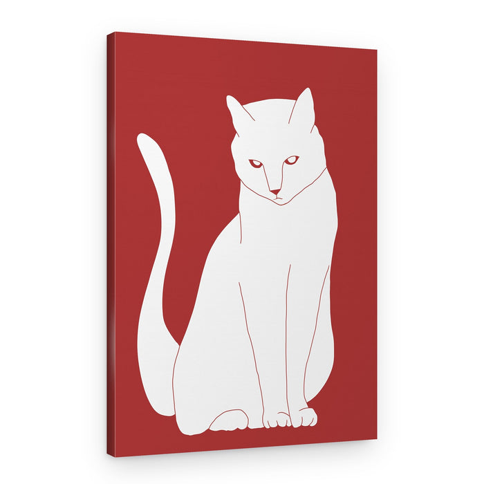 Elegant White Feline – Canvas Print