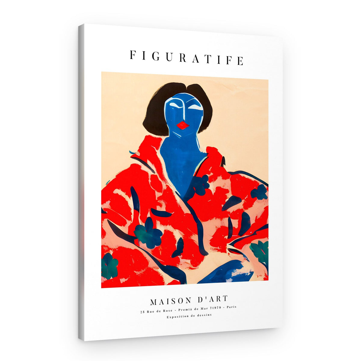 Blue Face Floral Portrait – Canvas Print