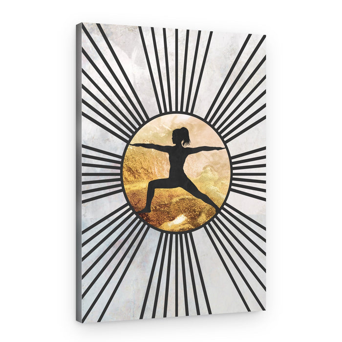 Golden Warrior Yoga Pose – Canvas Print