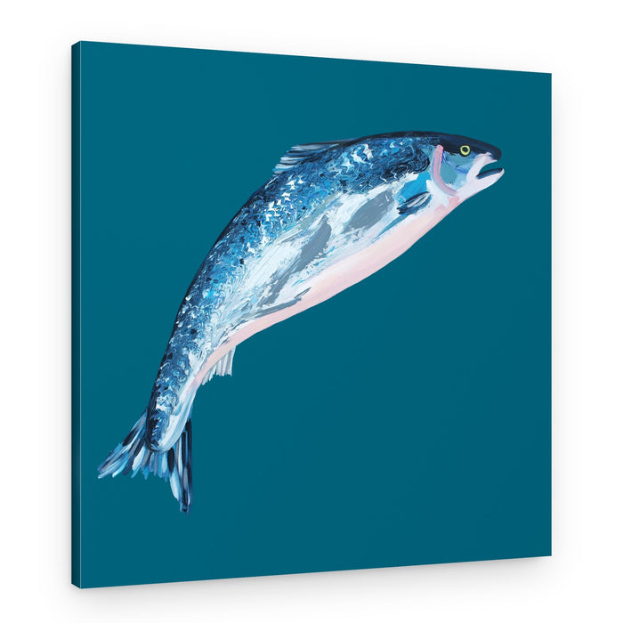 Jumping Blue Salmon – Canvas Print