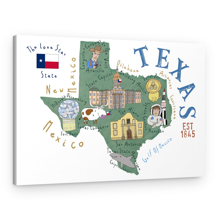 Lone Star State Map – Canvas Print