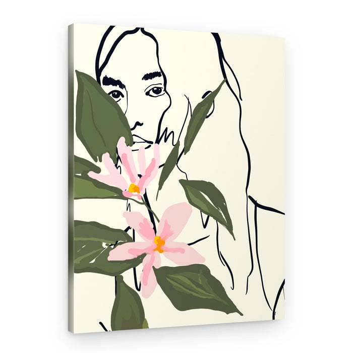 Woman Among Pink Flowers – Canvas Print