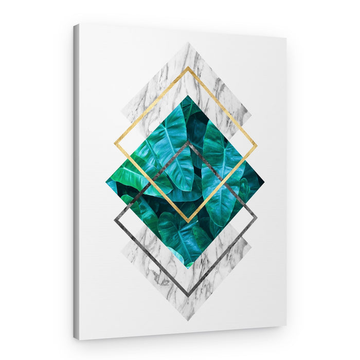 Gold Geometric Tropical Leaves – Canvas Print