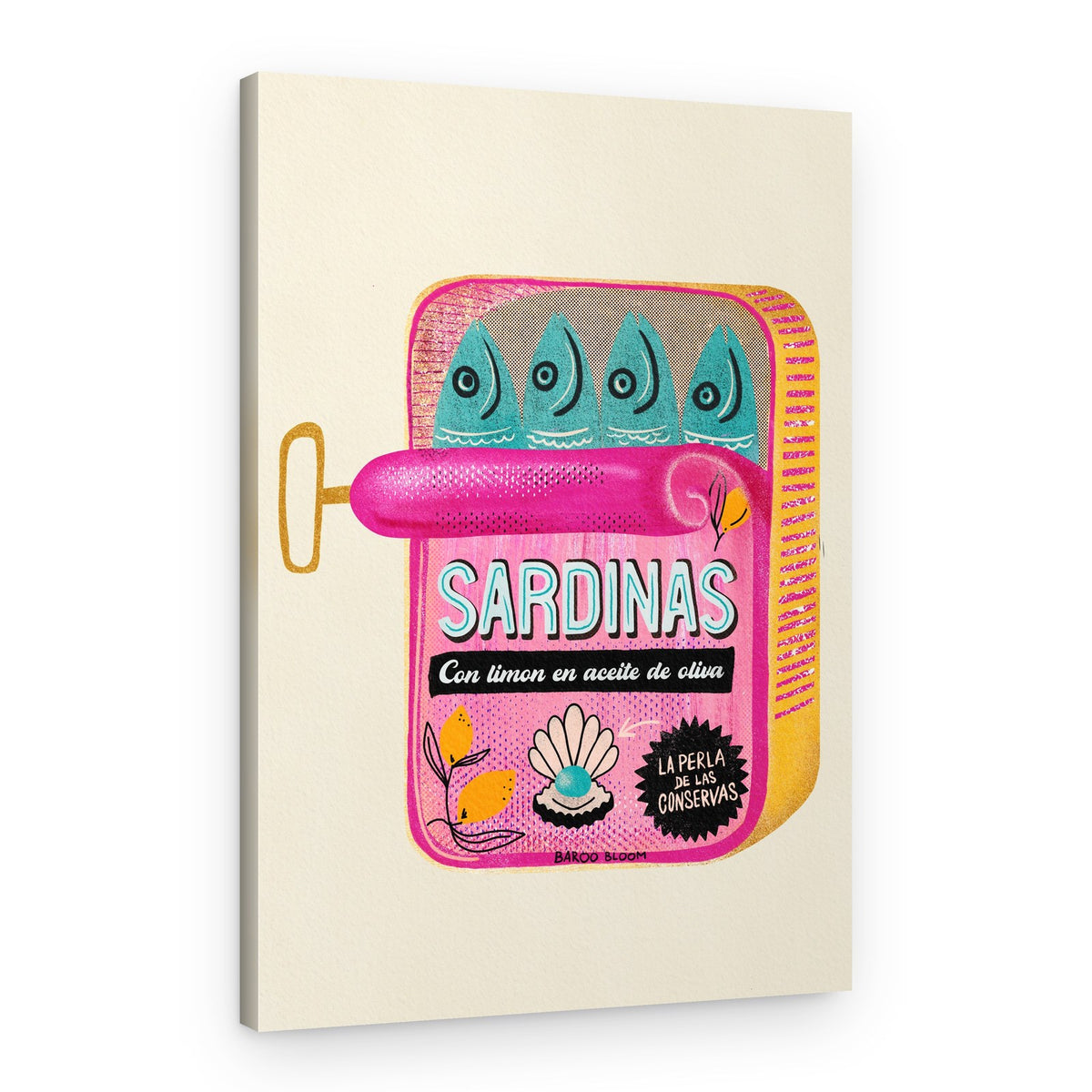 Whimsical Pink Sardines – Canvas Print