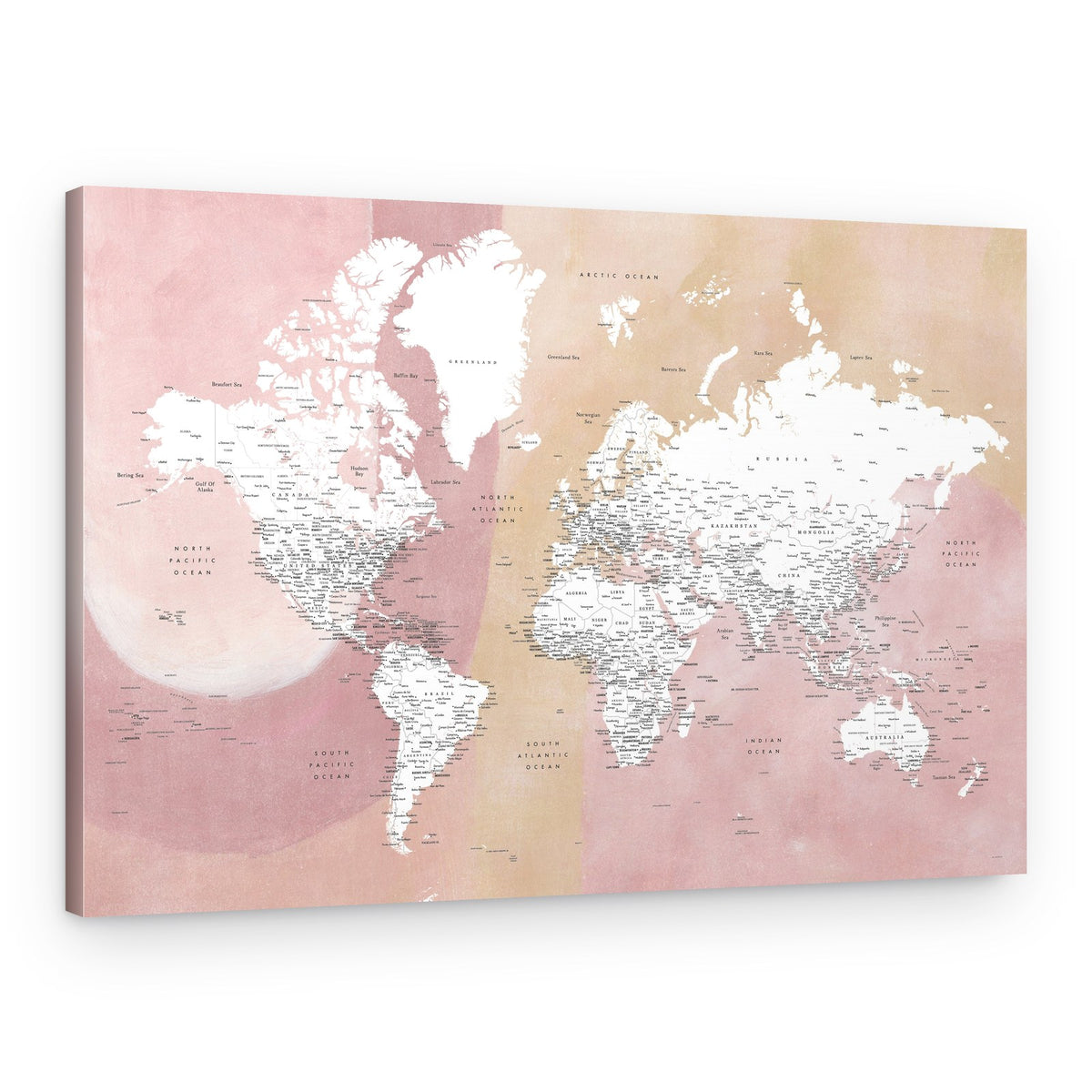 Rose Gold World Map – Canvas Print