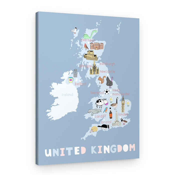 Whimsical United Kingdom Map – Canvas Print