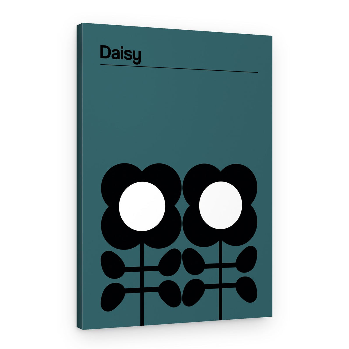 Retro Black Daisies – Canvas Print