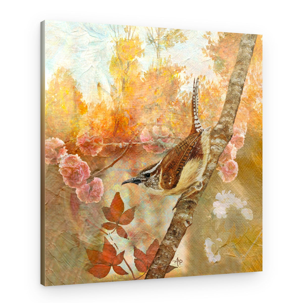 Carolina Wren in Autumn – Canvas Print
