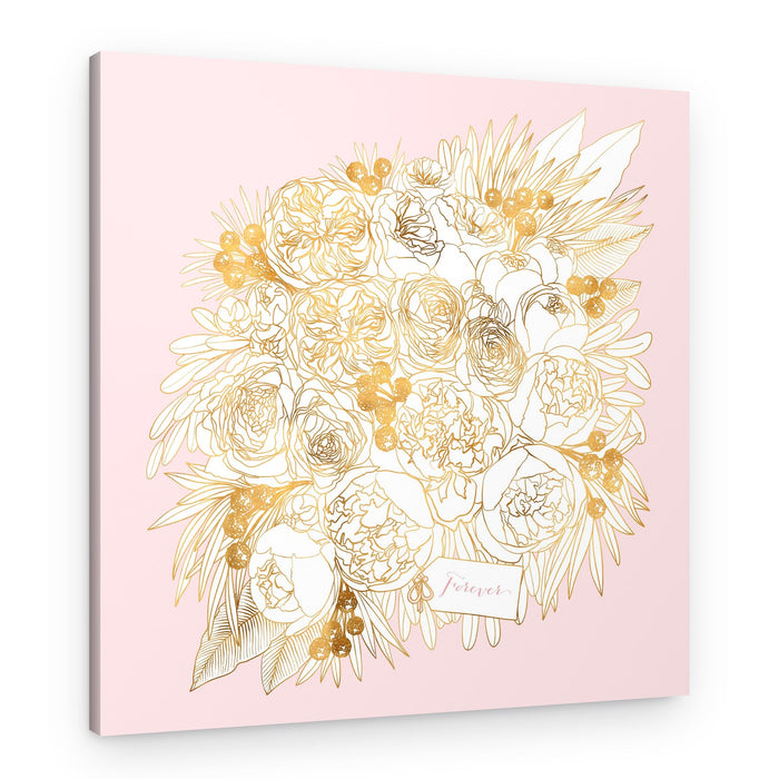 Golden Floral Bouquet – Canvas Print