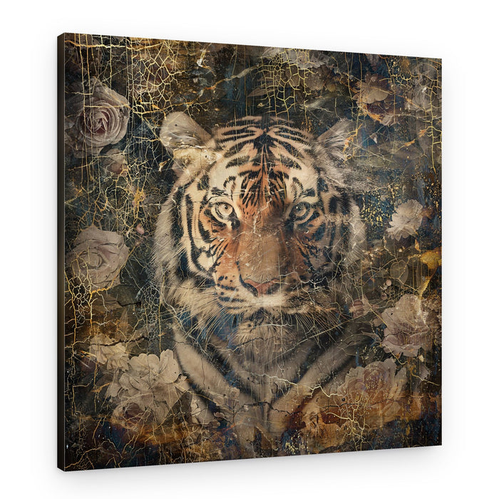 Vintage Floral Tiger – Canvas Print
