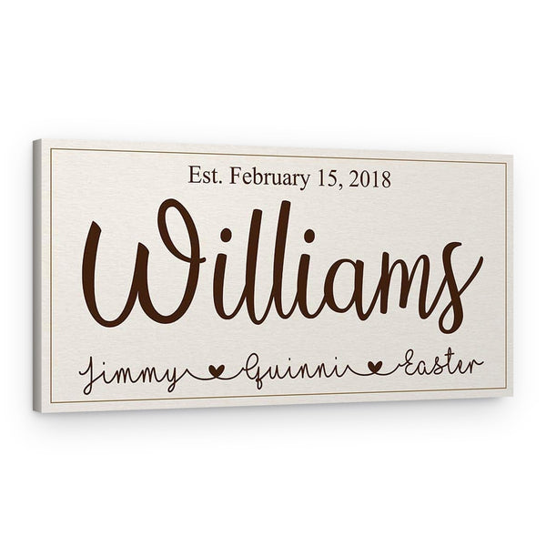 Family Established Sign Canvas Print
