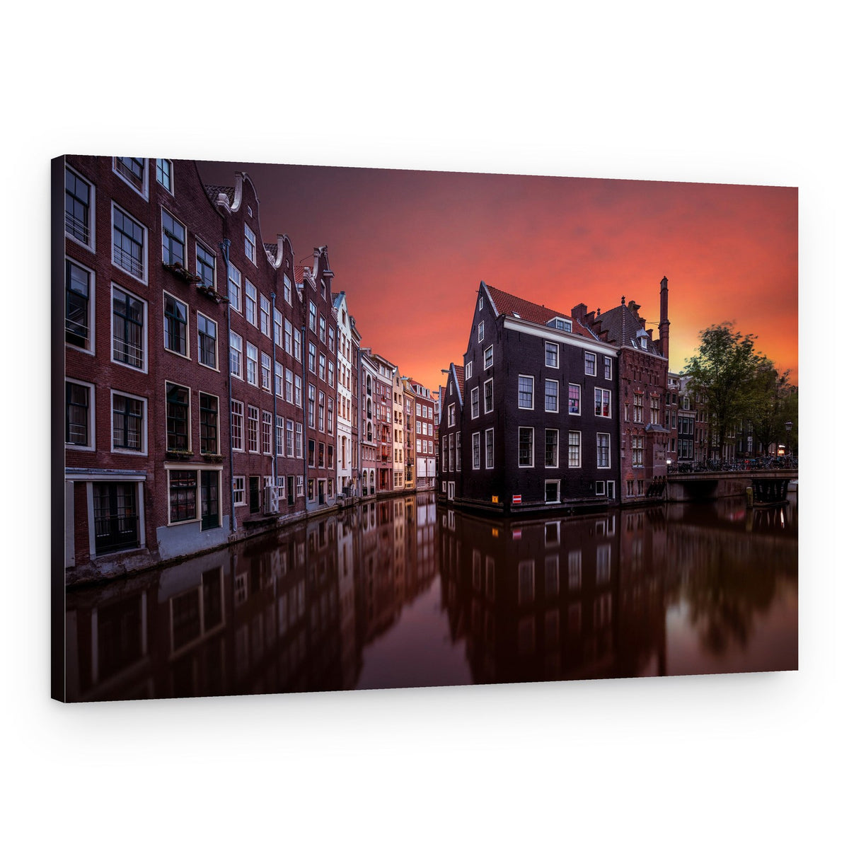 Amsterdam Canal Sunset Reflections – Canvas Print