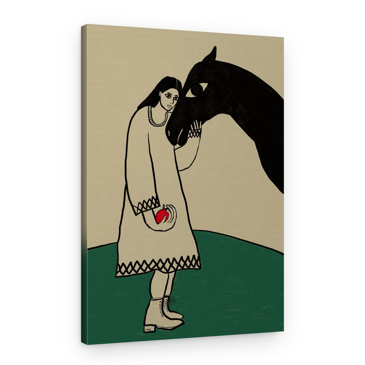 Girl and Gentle Horse – Canvas Print