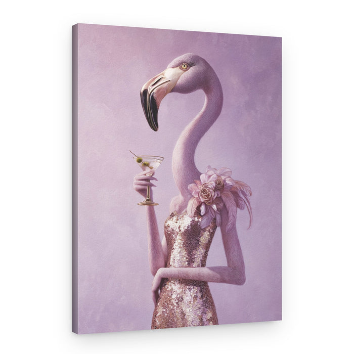 Glamour Flamingo Martini – Canvas Print