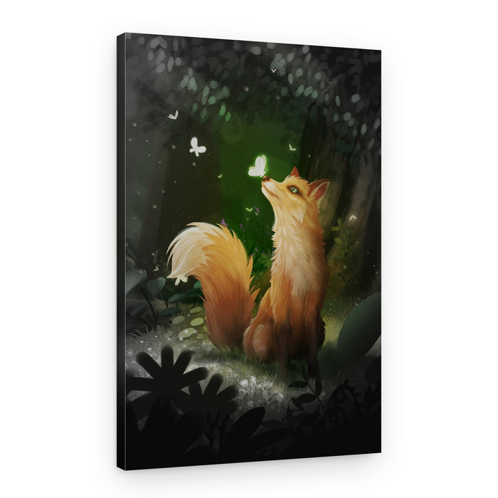 Fox And Butterfly Magic – Canvas Print