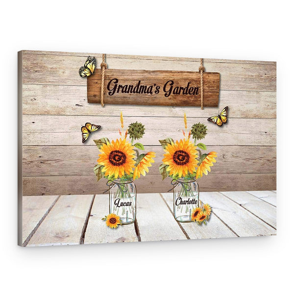 Grandma’s Garden Canvas Print With Custom Grandkids Names