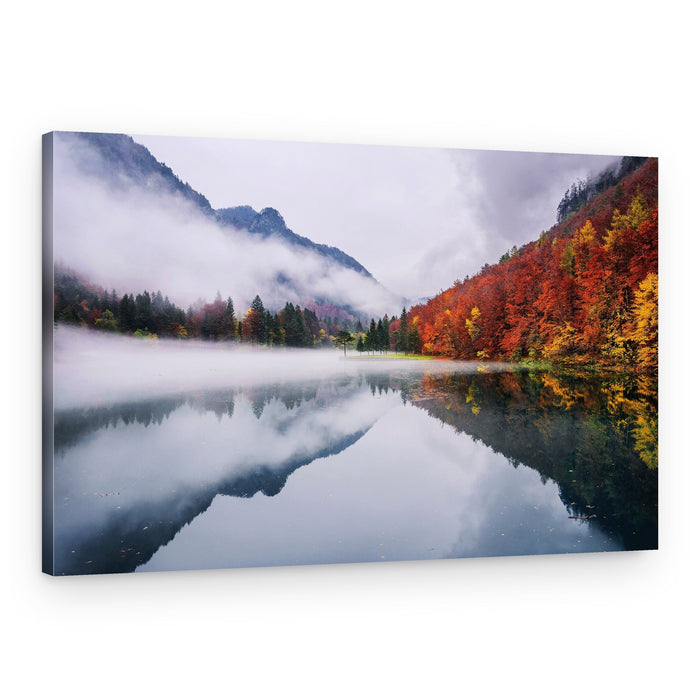 Misty Autumn Lake Reflections – Canvas Print